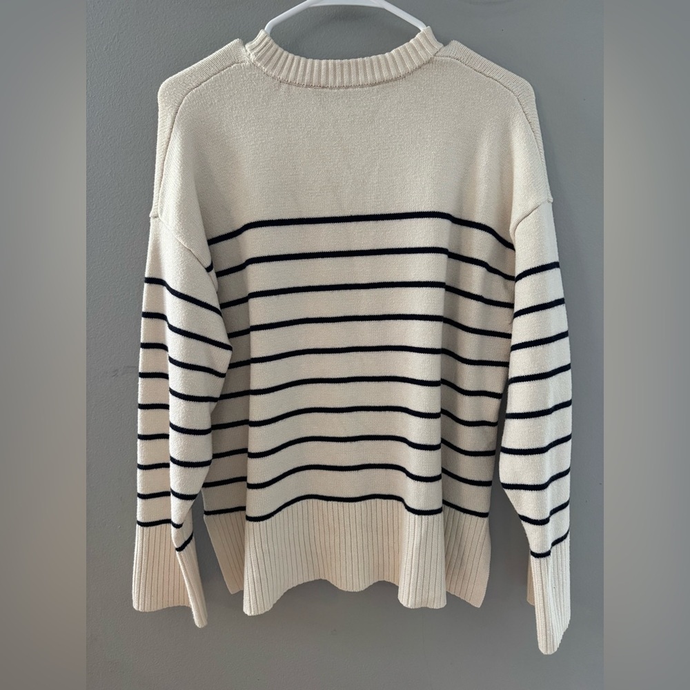 Zara Oversized Knit Sweater Cream and Navy - Small - Picture 4 of 6